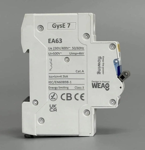 High-quality Circuit Breaker WEAG EA63 with clear wiring design and durable construction for safe electrical installations.